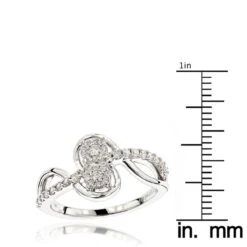 Love And Friendship 14K White Gold 2 Cluster Diamond Ladies Ring 0.35ct -Luxurman love and friendship rings 14k gold 2 cluster diamond ladies ring 035ct rulerwh