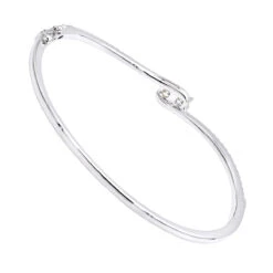 Love And Friendship Women's Diamond Bangle Bracelet 14K White Gold 1.1ct Luxurman -Luxurman love and friendship womens diamond bangle bracelet 14k gold 11ct luxurman backwh