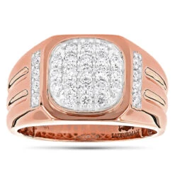 Luxurman 1 Carat Men's Diamond Ring 14K White Gold Pinky Ring -Luxurman luxurman 1 carat mens diamond ring 14k yellow rose white gold pinky ring ro