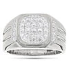 Luxurman 1 Carat Men's Diamond Ring 14K White Gold Pinky Ring