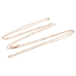 Luxurman 14K Rose Gold Chain With Diamonds By The Yard Necklace 1.5ct -Luxurman luxurman 14k gold chain with diamonds by the yard 15ct backro