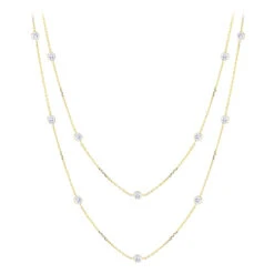 Luxurman 14K Rose Gold Chain With Diamonds By The Yard Necklace 1.5ct -Luxurman luxurman 14k gold chain with diamonds by the yard 15ct ye