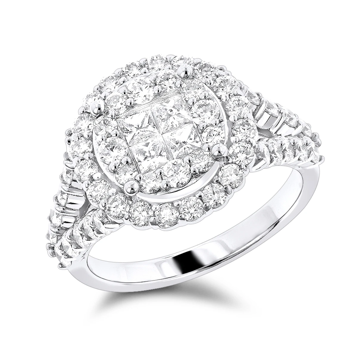 Luxurman 14K White Gold Diamond Engagement Ring 2ct Princess Cut Round Diamonds 1 Luxurman 14K White Gold Diamond Engagement Ring 2ct Princess Cut Round Diamonds