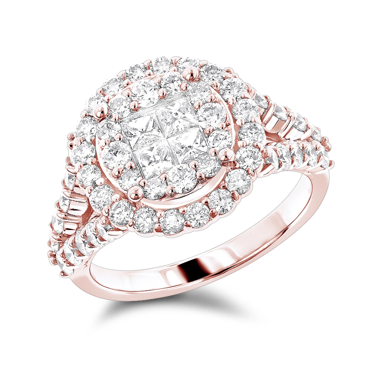 Luxurman 14K White Gold Diamond Engagement Ring 2ct Princess Cut Round Diamonds 3 Luxurman 14K White Gold Diamond Engagement Ring 2ct Princess Cut Round Diamonds - Image 3