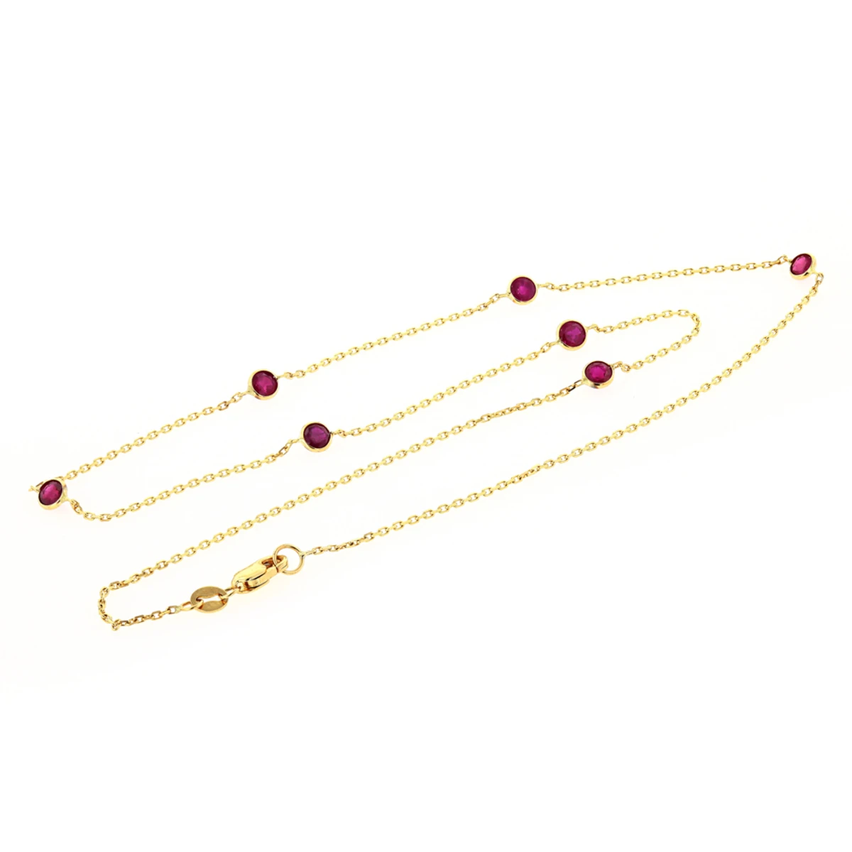 Luxurman 14K Yellow Gold Ladies Chain Necklace With Rubies By The Yard 1.6ct 16in 4 Luxurman 14K Yellow Gold Ladies Chain Necklace With Rubies By The Yard 1.6ct 16in - Image 4