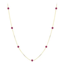 Luxurman 14K Yellow Gold Ladies Chain Necklace With Rubies By The Yard 1.6ct 16in