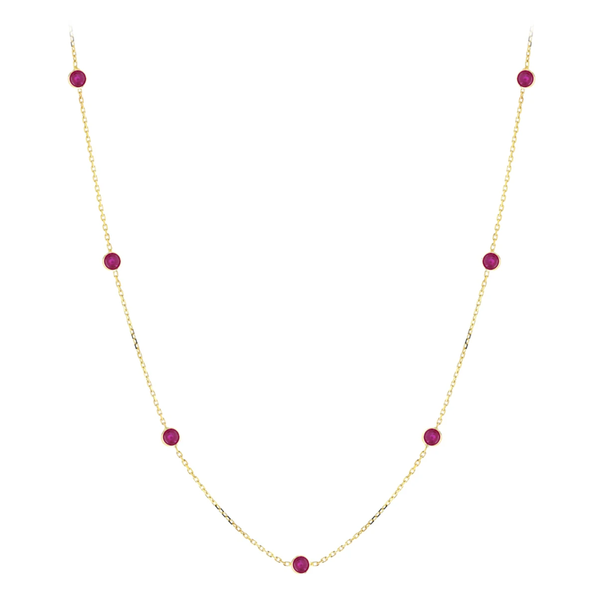 Luxurman 14K Yellow Gold Ladies Chain Necklace With Rubies By The Yard 1.6ct 16in 1 Luxurman 14K Yellow Gold Ladies Chain Necklace With Rubies By The Yard 1.6ct 16in