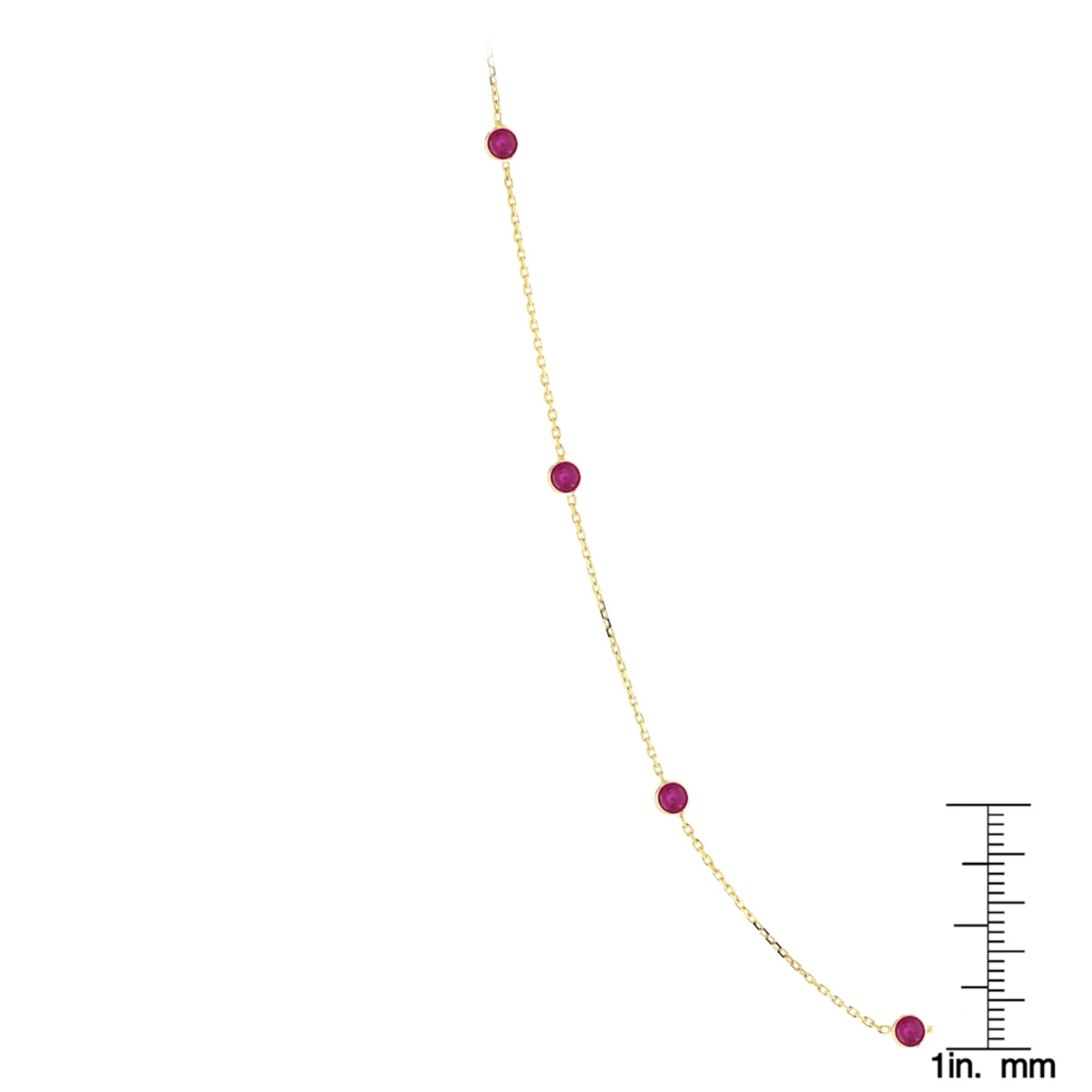 Luxurman 14K Yellow Gold Ladies Chain Necklace With Rubies By The Yard 1.6ct 16in 5 Luxurman 14K Yellow Gold Ladies Chain Necklace With Rubies By The Yard 1.6ct 16in - Image 5