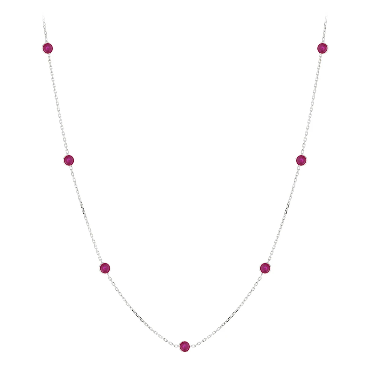 Luxurman 14K Yellow Gold Ladies Chain Necklace With Rubies By The Yard 1.6ct 16in 2 Luxurman 14K Yellow Gold Ladies Chain Necklace With Rubies By The Yard 1.6ct 16in - Image 2