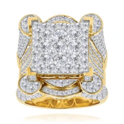Luxurman 14K Yellow Gold Men's Designer Diamond Ring 9.25ct
