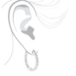 Luxurman 14K White Gold Two Carat Inside Out Diamond Hoop Earrings For Women -Luxurman luxurman 14k gold two carat inside out diamond hoop earrings for women bodwh