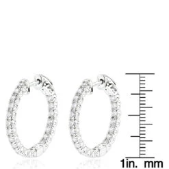 Luxurman 14K White Gold Two Carat Inside Out Diamond Hoop Earrings For Women -Luxurman luxurman 14k gold two carat inside out diamond hoop earrings for women rulerwh