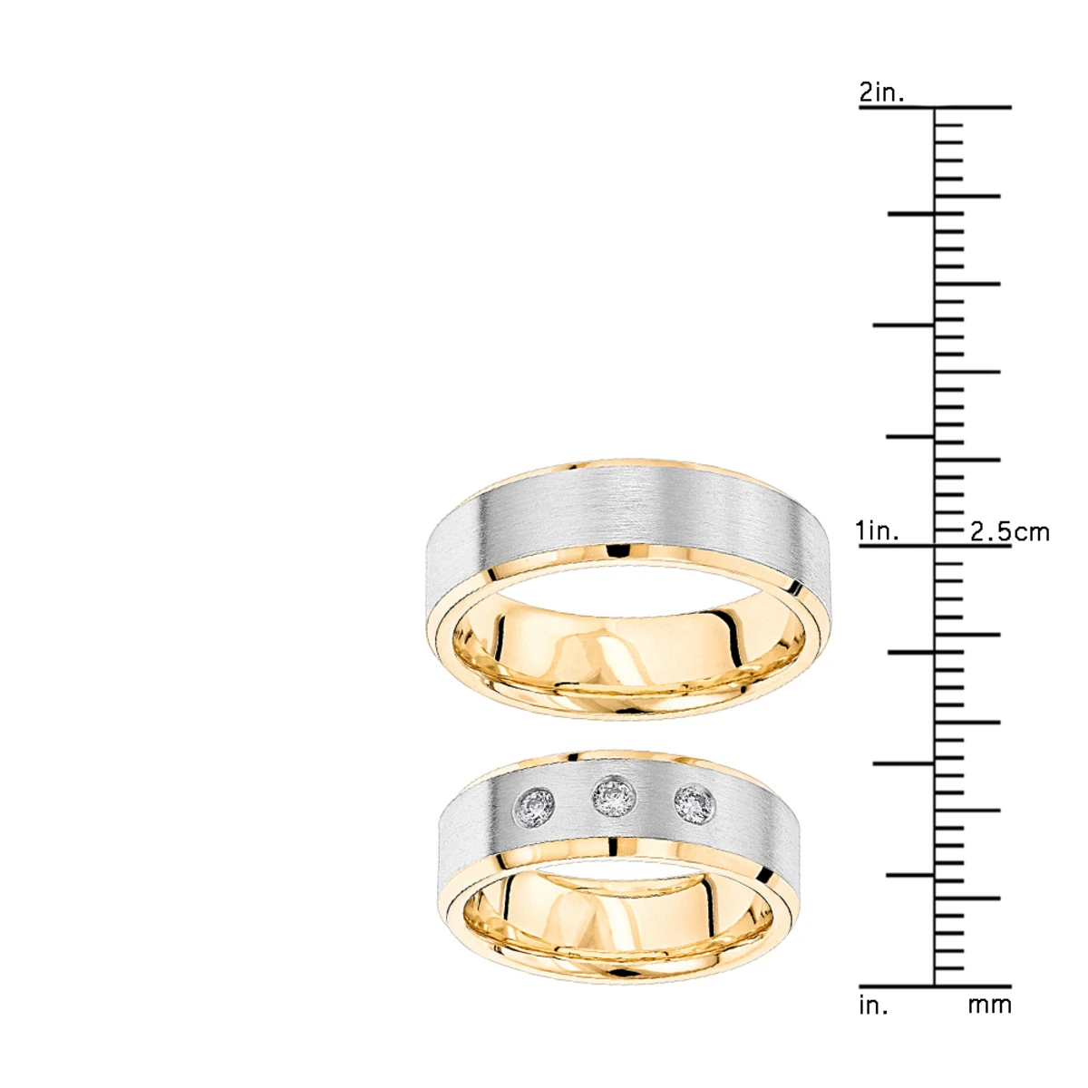 Luxurman 14K Yellow Gold Two Tone His And Hers Diamond Wedding Band Set 0.12ct 6 Luxurman 14K Yellow Gold Two Tone His And Hers Diamond Wedding Band Set 0.12ct - Image 6