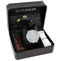 Luxurman 3ct Men's Diamond Watch -Luxurman luxurman 2ct mens diamond watch p 44052box