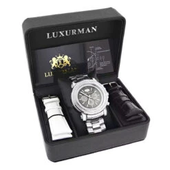 Luxurman Big Diamond Watch For Men 2.5ct Black MOP Escalade W Chronograph -Luxurman luxurman big diamond watch for men 25ct black mop escalade w chronograph box white 20221011