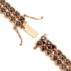 Luxurman Black Diamond 2 Row Men's Diamond Tennis Bracelet Solid 10K Black Plated Gold 7ctw -Luxurman luxurman black diamond bracelets 2 row mens diamond tennis bracelet 7ctw clasp rose