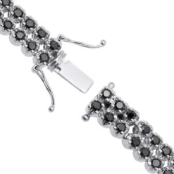 Luxurman Black Diamond 2 Row Men's Diamond Tennis Bracelet Solid 10K Black Plated Gold 7ctw -Luxurman luxurman black diamond bracelets 2 row mens diamond tennis bracelet 7ctw clasp white