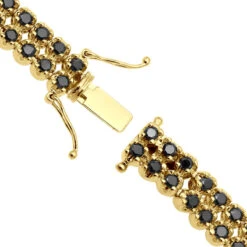 Luxurman Black Diamond 2 Row Men's Diamond Tennis Bracelet Solid 10K Black Plated Gold 7ctw -Luxurman luxurman black diamond bracelets 2 row mens diamond tennis bracelet 7ctw clasp yellow