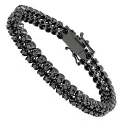 Luxurman Black Diamond 2 Row Men's Diamond Tennis Bracelet Solid 10K Black Plated Gold 7ctw