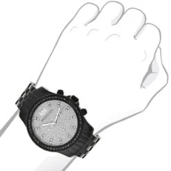 Luxurman Black Diamond Watch 2.25ct Men's -Luxurman luxurman black diamond watch 225ct mens p 44422bod
