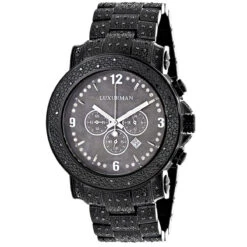 Luxurman Black Diamond Watch For Men 2ct Fully Iced Out Oversized