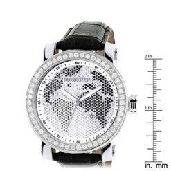 Luxurman Black&White Diamonds World Map Dial Watch With Black Leather Band 9 Luxurman Black&White Diamonds World Map Dial Watch With Black Leather Band -Luxurman luxurman black white wordface vs diamond watch 45ct p 8273 ruler