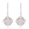 Luxurman Designer Flower Cluster Diamond Earrings For Women 2.4ct 14K White Gold