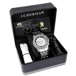 Luxurman Designer Unique Men's White & Black Diamond Watch 3.25ct -Luxurman luxurman designer watches unique mens white black diamond watch 325ct 4
