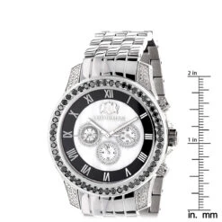 Luxurman Designer Unique Men's White & Black Diamond Watch 3.25ct -Luxurman luxurman designer watches unique mens white black diamond watch 325ct ruler