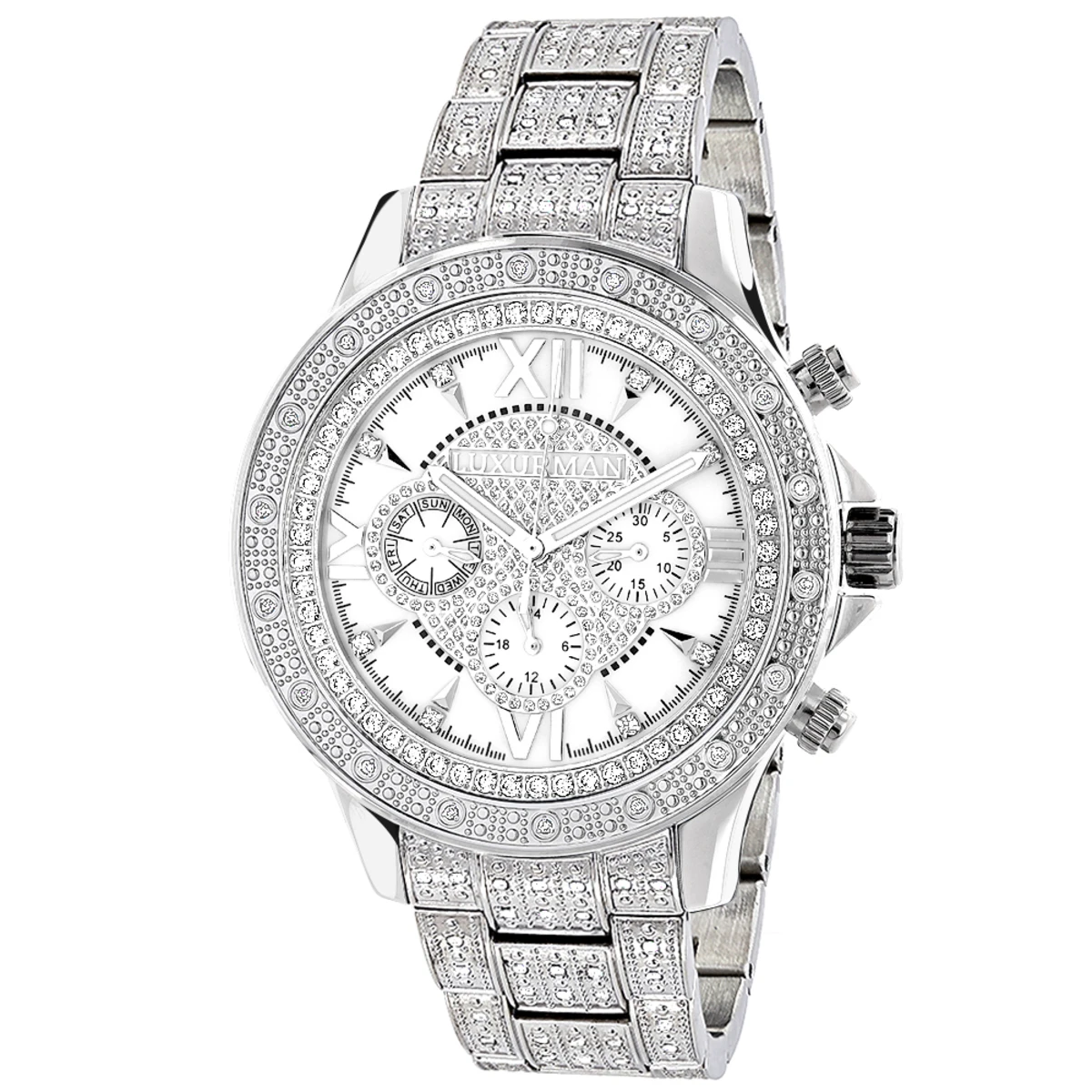 Luxurman Diamond Bezel And Band Watch For Men 1ct Liberty 1 Luxurman Diamond Bezel And Band Watch For Men 1ct Liberty