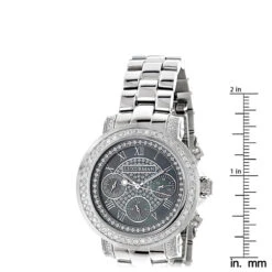 Luxurman Diamond Plated Platinum Watch 2ct -Luxurman luxurman diamond watches ladies steel bracelet watch 2ct p 49200 ruler