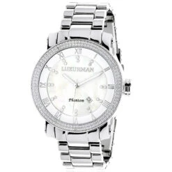 Luxurman Diamond Men's Diamond Watch 0.12ct