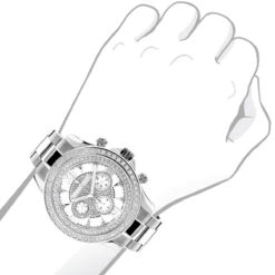 Luxurman Diamond White Gold Plated Diamond Watch 2ct -Luxurman luxurman diamond watches white gold plated diamond watch 2ct 3
