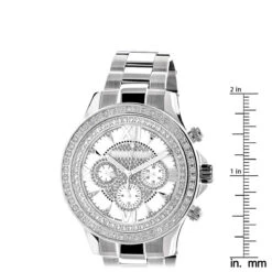 Luxurman Diamond White Gold Plated Diamond Watch 2ct -Luxurman luxurman diamond watches white gold plated diamond watch 2ct ruler