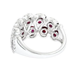 Luxurman Diamonds And Ruby Ladies Cocktail Ring 14K White Gold 1ct -Luxurman luxurman diamonds and ruby ladies cocktail ring in 14k gold 1ct backwh
