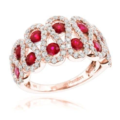 Luxurman Diamonds And Ruby Ladies Cocktail Ring 14K White Gold 1ct -Luxurman luxurman diamonds and ruby ladies cocktail ring in 14k gold 1ct ro