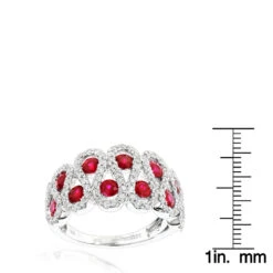 Luxurman Diamonds And Ruby Ladies Cocktail Ring 14K White Gold 1ct -Luxurman luxurman diamonds and ruby ladies cocktail ring in 14k gold 1ct rulerwh