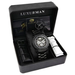 Luxurman Escalade Men's Black Diamond Watch Oversized Chronograph 4.75ct -Luxurman luxurman escalade mens black diamond watch oversized chronograph 475ct box