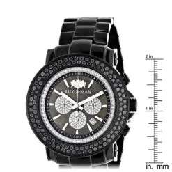 Luxurman Escalade Men's Black Diamond Watch Oversized Chronograph 4.75ct -Luxurman luxurman escalade mens black diamond watch oversized chronograph 475ct ruler