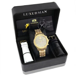 Luxurman Iced Out Men's Diamond Liberty Watch 1.25ct Yellow Gold Plated 8 Luxurman Iced Out Men's Diamond Liberty Watch 1.25ct Yellow Gold Plated -Luxurman luxurman iced out mens diamond liberty watch 125ct yellow gold plated 4