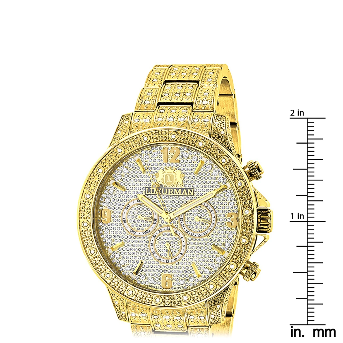 Luxurman Iced Out Men's Diamond Liberty Watch 1.25ct Yellow Gold Plated 5 Luxurman Iced Out Men's Diamond Liberty Watch 1.25ct Yellow Gold Plated - Image 5