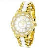 Luxurman Ladies Diamond White Ceramic Watch 1.25ct White MOP Galaxy Yellow Gold