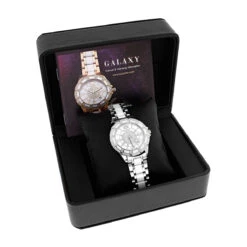 Luxurman Ladies Diamond Ceramic Watch 1.25ct White MOP Galaxy -Luxurman luxurman ladies diamond ceramic watch 125ct white mop galaxy box