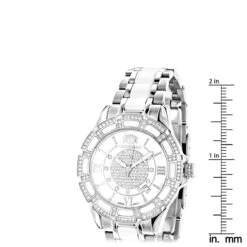 Luxurman Ladies Diamond Ceramic Watch 1.25ct White MOP Galaxy -Luxurman luxurman ladies diamond ceramic watch 125ct white mop galaxy ruler