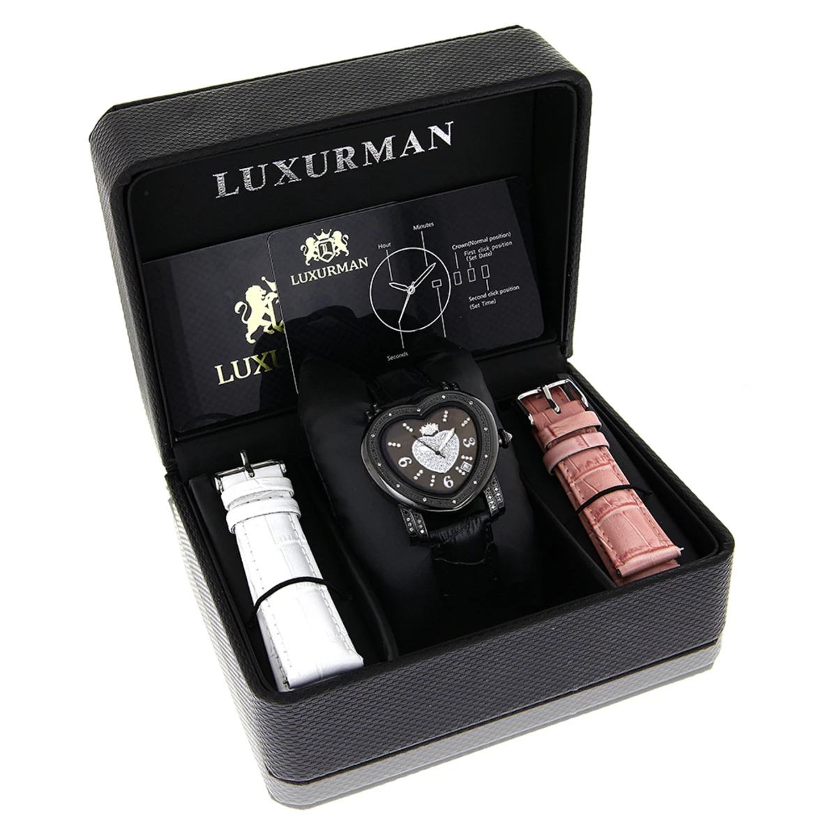 Luxurman Ladies Diamond Heart Watch 0.25ct Black MOP 4 Luxurman Ladies Diamond Heart Watch 0.25ct Black MOP - Image 4