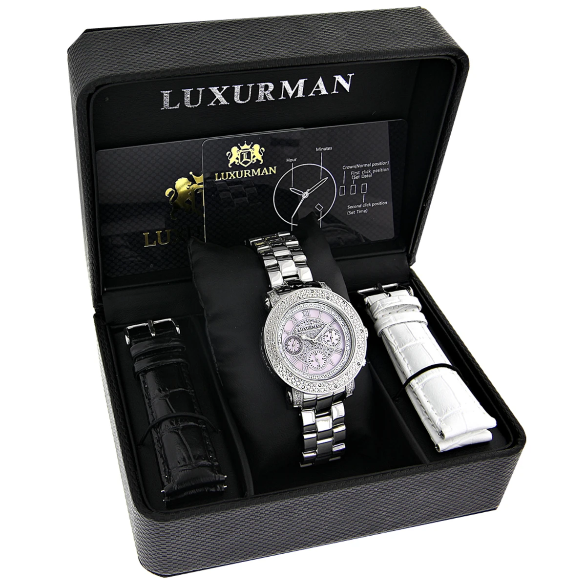 Luxurman Ladies Diamond Watch 0.3ct Pink MOP Oversized Women's Watch 3 Luxurman Ladies Diamond Watch 0.3ct Pink MOP Oversized Women's Watch - Image 3