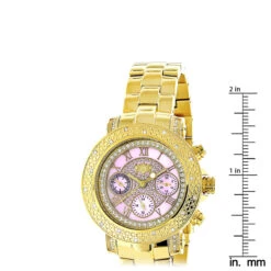 Luxurman Ladies Diamond Watch 0.3ct Pink MOP Yellow Gold Plated -Luxurman luxurman ladies diamond watch 03ct pink mop yellow gold plated p 49386 ruler