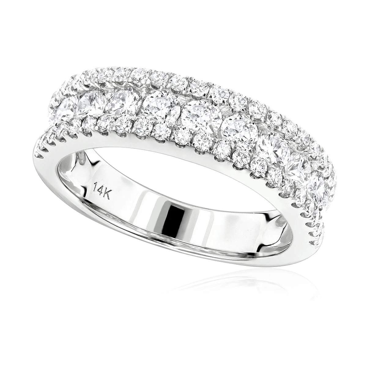 Luxurman 14K White Gold Round Diamond Wedding Band For Women 1.65ct 1 Luxurman 14K White Gold Round Diamond Wedding Band For Women 1.65ct
