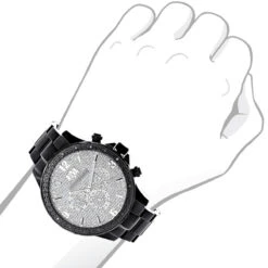 Luxurman Liberty Black Diamond Watch For Men 1/4ct -Luxurman luxurman liberty black diamond watch for men 14ct bod