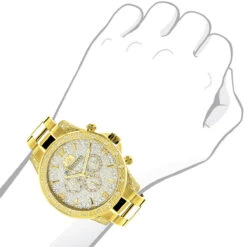 Luxurman Liberty Men's Diamond Watch 0.5ct Yellow Gold Plated -Luxurman luxurman liberty mens diamond watch 05ct yellow gold plated 3